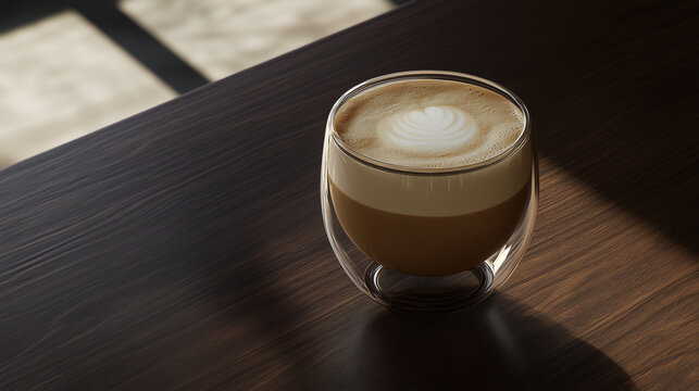 cup of coffee cappuccino on table inside glass