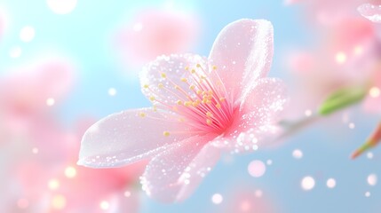 Macro close-up red cherry blossom