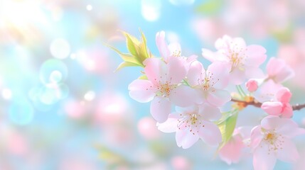 Macro close-up red cherry blossom