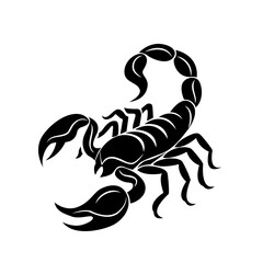 silhouette of black poisonous scorpion. zodiac sign or template for tattoo. vector illustration isolated on white background