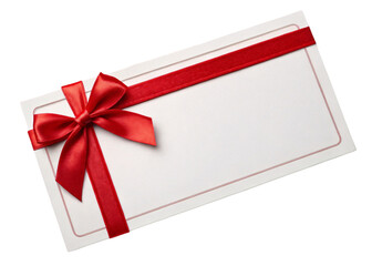 White Blank Gift Voucher with Red Ribbon and Bow – Elegant Present Design