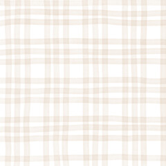 Beige Brown Plaid Gingham Hand Drawn Background Pattern Overlay
