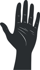 Obraz premium Silhouette of an open hand with fingers spread, depicted in a simple black vector style.