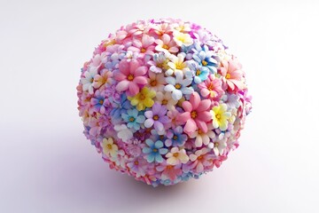 A vibrant sphere of pastel flowers, a stunning display of colorful blooms.