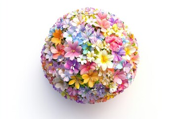 A vibrant sphere of colorful flowers, a stunning display of nature's artistry.