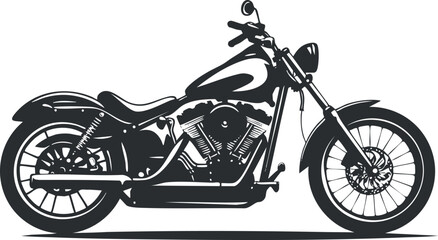 Obraz premium Black and white silhouette of a classic motorcycle showcasing detailed engine and design elements.