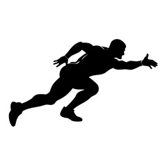 Silhouette of Speed: A dynamic black silhouette of a runner in full stride, representing the essence of speed, power, and athletic prowess. 