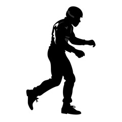 Naklejka premium Race Car Driver Silhouette: A powerful and dynamic silhouette of a race car driver in full gear, embodying speed, agility, and the thrill of competition.