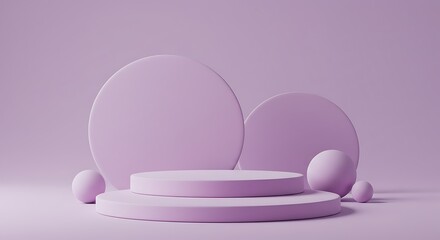 Obraz premium Display Platform with Lavender Backdrop and Circles for Product Presentation