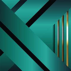 Vector color abstract geometric banner with gold shapes.