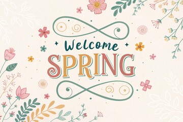 Fototapeta premium Welcome Spring typography design - generated by ai
