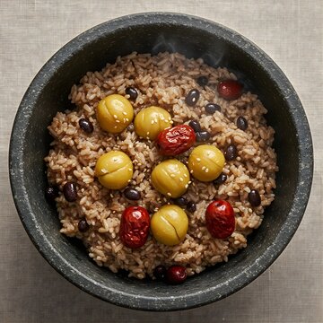 Stone Pot Rice - Steamy and Fragrant Korean Meal Presentation