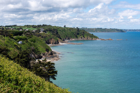 Martin Plage  and the coast of the go&euml;lo view from Roselier Point (Pl&eacute;rin, C&ocirc;tes-d&rsquo;Armor, Bretagne, France)