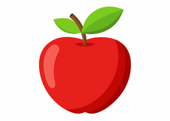 Red apple with leaf vector illustration isolated on white background