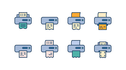 Printer icons various paper outputs vector graphic