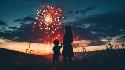 Golden Moments: Parent and Child in the Sunset