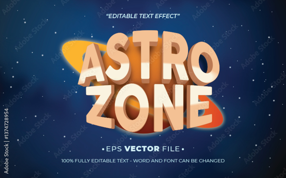 Poster astro zone 3d text effect editable game title style