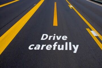 Road Lane with the text Drive carefully.