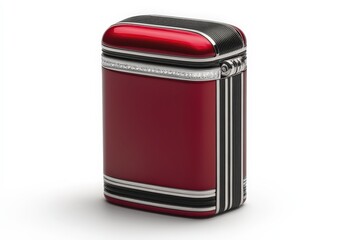 Vintage-style red and silver container designed for storing small items and accessories