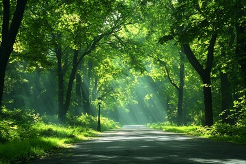 Obraz premium Sunny Path Through Woods