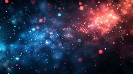 Fototapeta premium Abstract Sparkling Galaxy Background with Blue and Red Particles Illustration