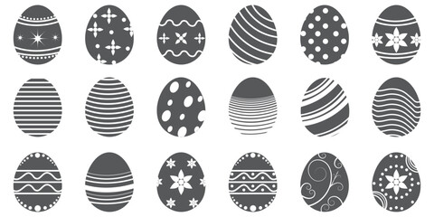 Easter egg icon, cartoon colorful set isolated on white background. Spring cute decor element, holiday eggs hunt. Vector illustration
