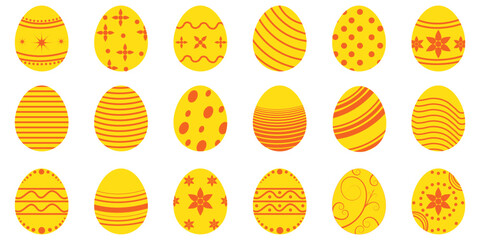 Easter egg icon, cartoon colorful set isolated on white background. Spring cute decor element, holiday eggs hunt. Vector illustration