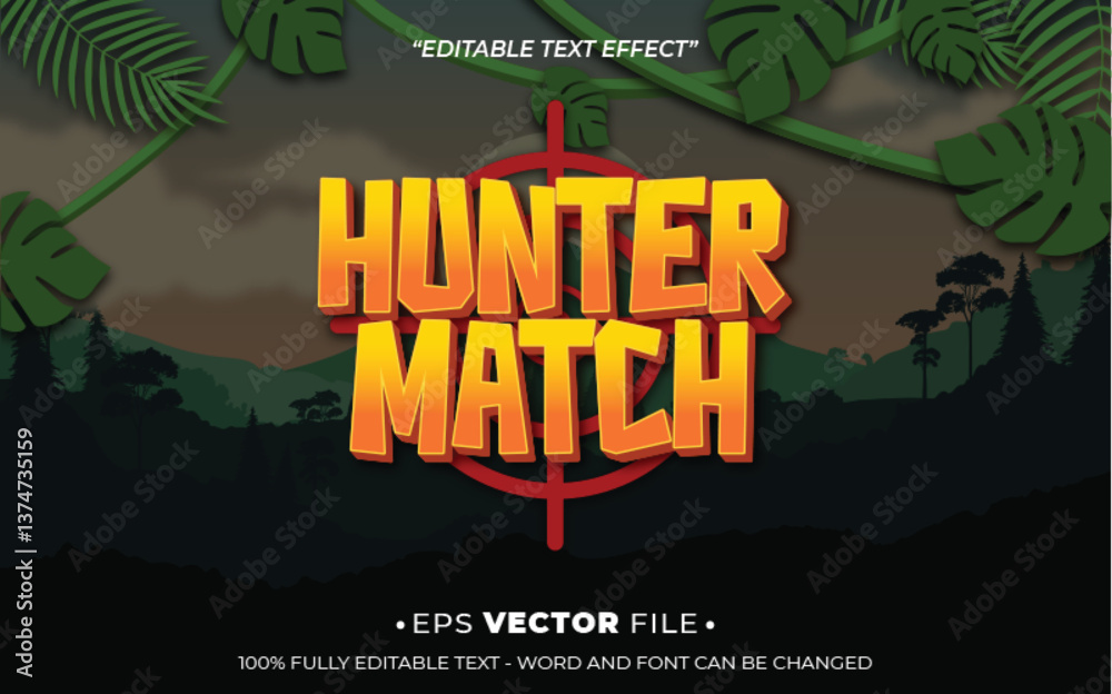 Fototapete hunter match 3d text effect editable game title style