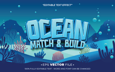 Ocean Match Build 3d text effect editable game title style