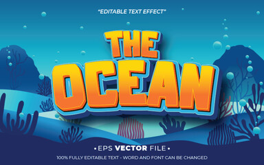 The Ocean 3d text effect editable game title style