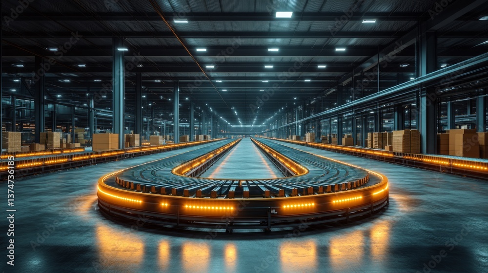 Aufkleber the logistics center showcases a modern conveyor belt system for efficient inventory management and 