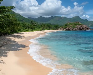 Tropical Beach with Seychelles Coast.