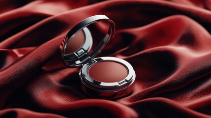 Luxury Blush Compact on Red Silk
