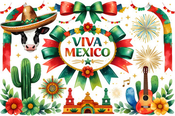 Naklejka premium Celebrating Mexican culture with vibrant decorations for a festive occasion in a colorful setting