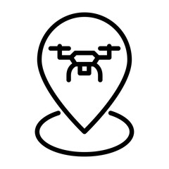 Drone Tracking outline icon, Drone Location black line illustration
