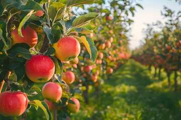 Obraz premium apple orchard before harvesting