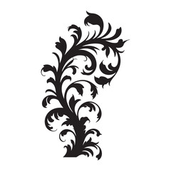 Elegant Floral Vine Design, Decorative Black Silhouette, Vector Illustration