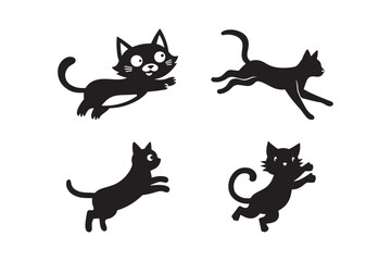Playful Cat Silhouettes Fun and Whimsical Feline Illustrations