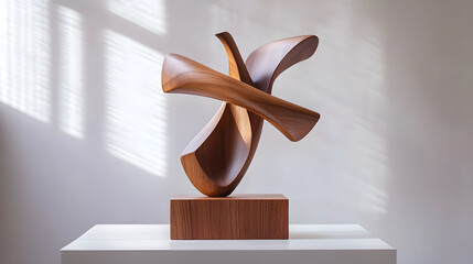 A beautifully crafted wooden sculpture symbolizing renewal and hope, bathed in soft light.