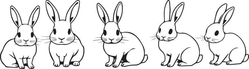Set of rabbits. Hand drawn vector illustration