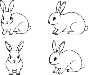 Set of rabbits. Hand drawn vector illustration	