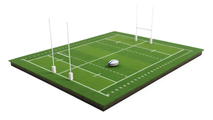 Rugby field with ball ready for the game