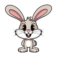 Obraz premium Cute Cartoon Bunny Character, Happy Rabbit with Big Ears, Fun Kids Illustration
