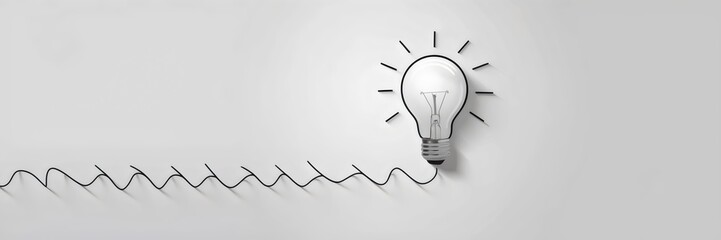 Minimalist illustration of a shiny lightbulb growing into a structured path of pointed arrows on a clean white background.