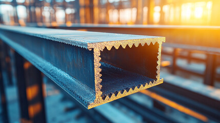 steel beams and metal structures in an industrial setting, symbolizing strength, engineering, and the modernity of construction and design