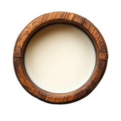 Wooden Bowl Filled with Milk