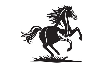 Majestic Horse Silhouette Powerful Equine Illustration in Black