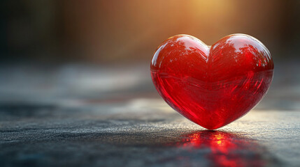 Fototapeta premium A modern, red glossy 3D heart symbolizing love, passion, and emotion, standing out against a clean, isolated background, evoking feelings of affection and connection