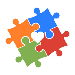 Fototapeta premium Colorful Puzzle Pieces with Heart