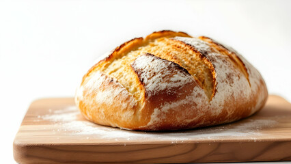 Naklejka premium Freshly baked loaf of white bread isolated on a white background,A Single Loaf of Crusty White Bread,freshly baked loaf of bread isolated on transparent background 
